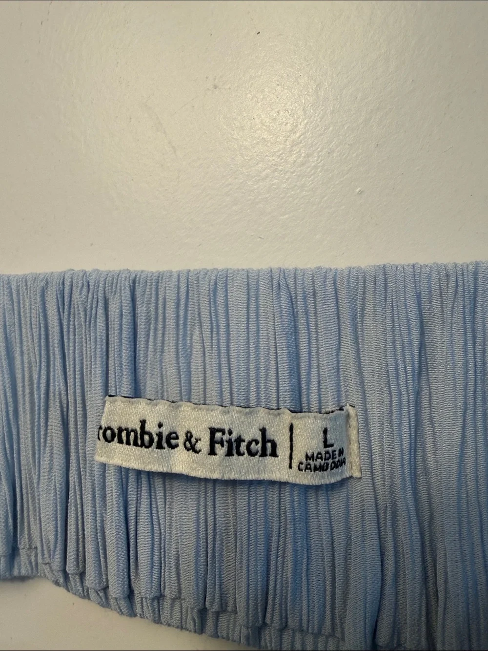 Abercrombie & Fitch Baby Blue Smocked Bodice crinkled Maxi Dress SZ L